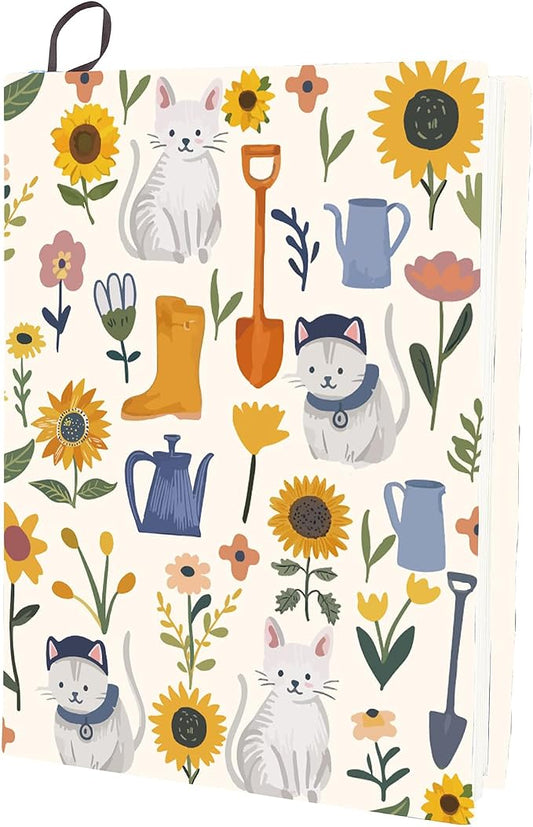 CRASPIRE Sunflower Stretchable Book Cover Cat Vintage Reusable Washable Large Nylon Book Protector Elastic Notebook Wraps Suitable for Hardcover Book Lovers Classmate Gifts