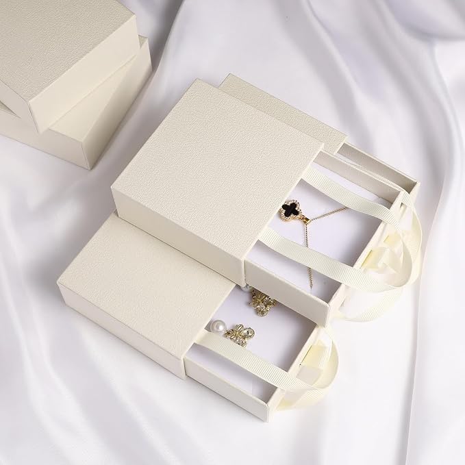 40 pcs paper boxes 9 x 9 x 3.5 cm, beige luxury gift storage, jewelry gift storage box suitable for earrings necklaces bracelets rings
