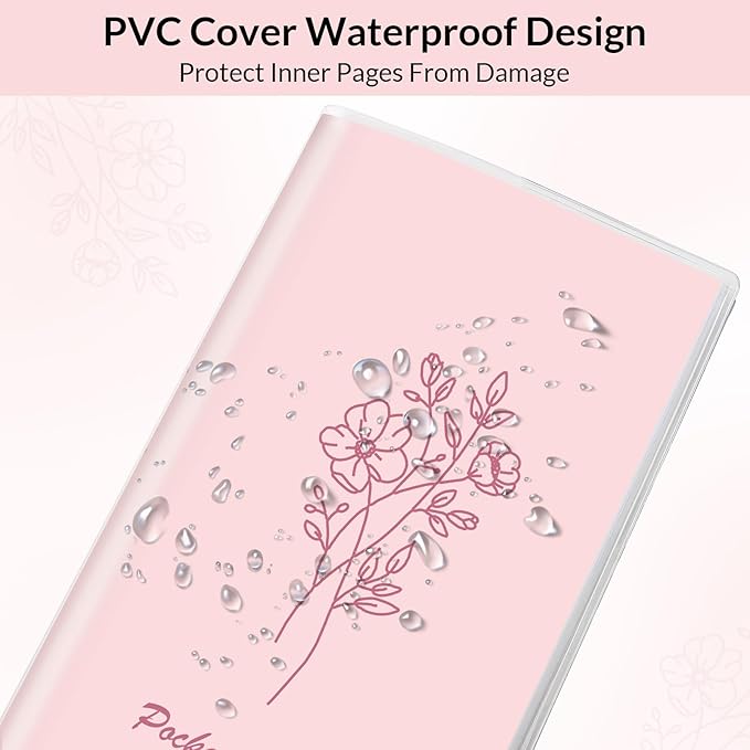 KONVINIT Pocket Calendar 2025-2027, Pocket Planner 2026-3.7" x 6.7" - Runs from July 2025 Until December 2027, Monthly Planner 2025-2027 with PVC Cover for Planning, Pink