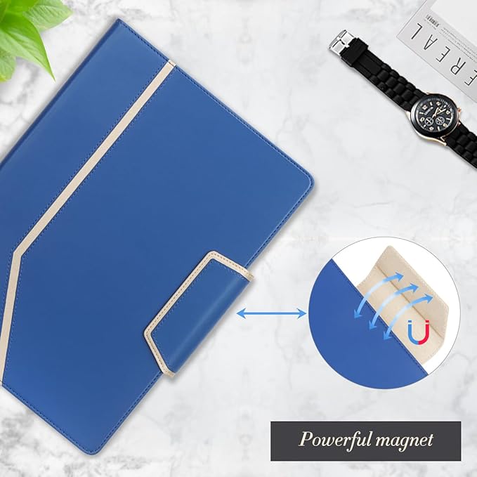 Toplive Blue A4/Letter Size Business Padfolio with Clipboard, Document Sleeve, Card Holders & Organizers