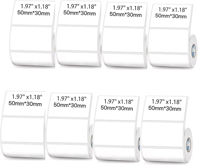 White Thermal Labels Compatible with Phomemo, Marklife for Barcode, Price Tags, Shipping & Logo Design (8, 1.97" x1.18" 230pcs/Roll)