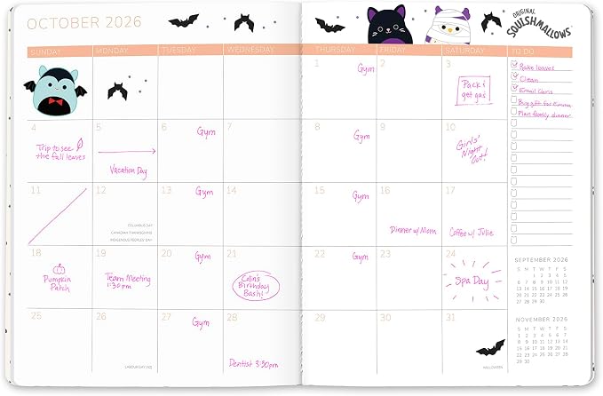 Orange Circle Studio 2026 Planner, Squishmallow, Just Right Monthly Planner, To-Do List Notebook, Appointment Book w/Storage Pocket & Elastic Closure, Composition Notebook