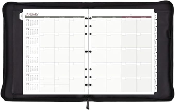 AT-A-GLANCE Day Runner Deco Slim Profile Starter Set, Undated, 3 Rings, Size 5, 8-1/2 x 11", Black (207-0386)