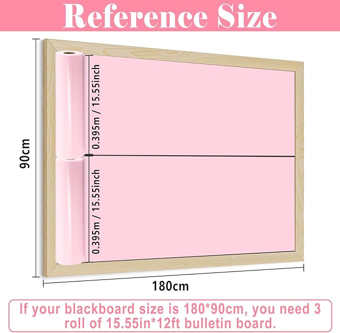 Pink Bulletin Board Roll Pastel Pink Reusable Waterproof Erasable Bulletin Board Poster Non-Woven Fabric Bulletin Board Background for Valentine's Day Classroom Decor Wrapping Paper Crafts 15.55"x12ft