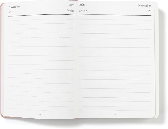Wykeham's Executive 2026 Daily Journal Planner – US Public Holidays & Format – Customization Available (Personalized Rose, 8.5" x 5.5")