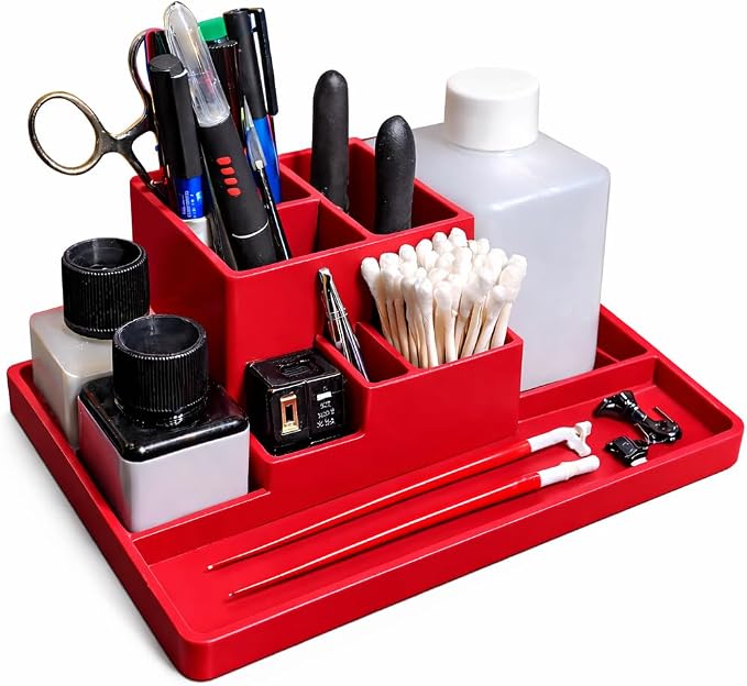 Tool Holder for Gunpla and Model Building, Desk Organizer for Miniatures and Warhammer Builders, Multiple Colors (Red)