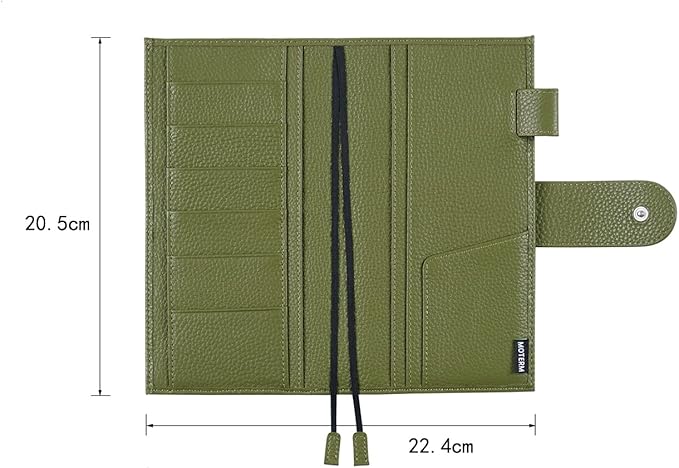 Moterm Leather Cover for Hobonichi Weeks - Fits Hobonichi Weeks/Weeks Mega, with Back Pocket (Pebbled-Olive)