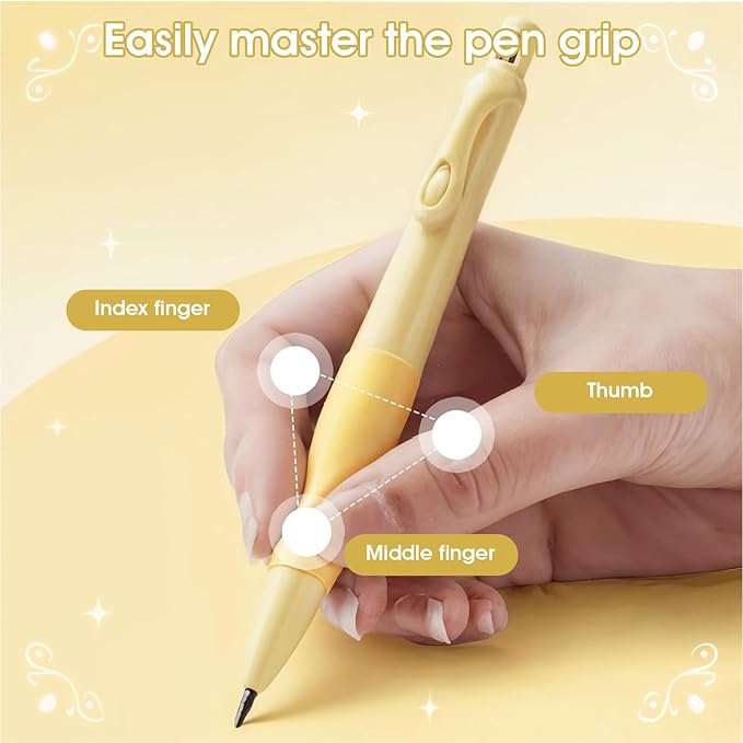 Mechanical Pencils Thick Pencils with Comfort Ergonomic Grip, Aesthetic Supplies with 6 Leads Refills, 2 Pcs Erasers - 6 Pcs Colorful 2.0MM Pencil for Writing & Drawing