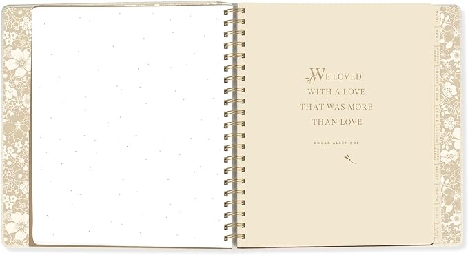 Fringe Studio Paper Wrapped Hardcover Concealed Spiral Wedding Planner with 12 tab dividers & Pockets "DECO FLORAL I DO", Approx. 9.5" w x 11" h, 152 Pg, Wedding Collection (157201)