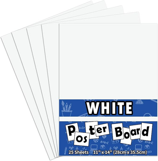 pmybupo 25 Packs Poster Boards11x14“White Poster Paper,Poster Board Bulk,Posteboard,School Supplies