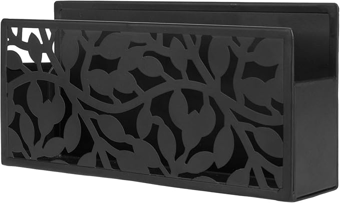 MyGift Black Metal Magnetic Dry Erase Marker Holder for Whiteboard Markers and Accessories Storage Basket Organizer with Floral Cutout Design