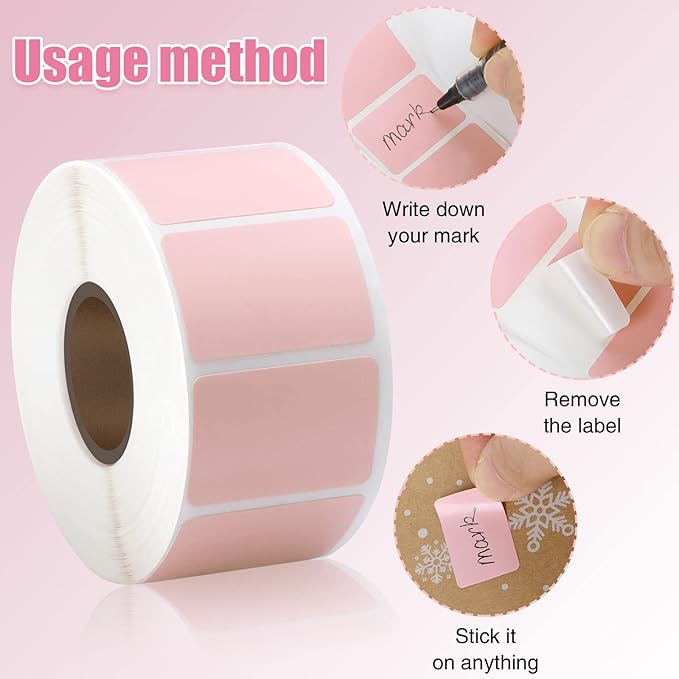 Gersoniel 3 Rolls 2600 Mini Thermal Labels Thermal Printer Sticker 0.8 "-1.2" Small Size Self Adhesive Stickers Address Shipping Barcodes Sticker Labels for Printer, Rectangle and Round