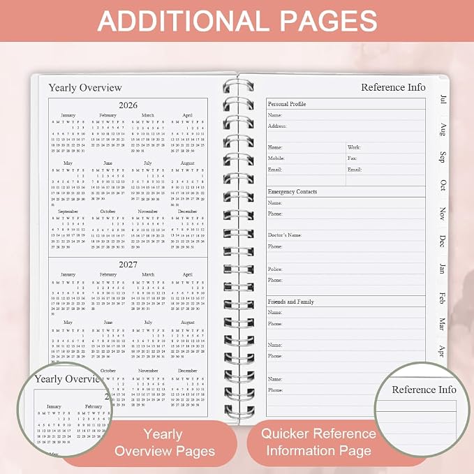 2026-2027 Pocket Planner/Calendar - July 2026 - June 2027, A6 Weekly & Monthly Organizer to Track Goals, Easy to Organize Your Daily Life, 3.75" x 6.75", Pink