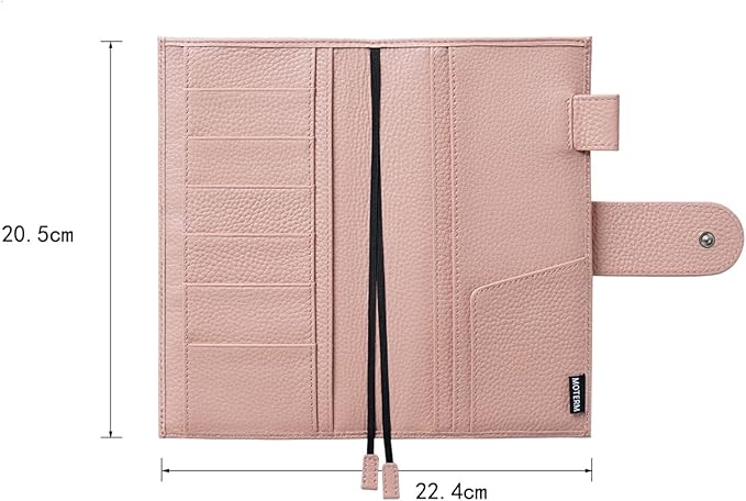 Moterm Leather Cover for Hobonichi Weeks - Fits Hobonichi Weeks/Weeks Mega, with Back Pocket (Pebbled-Dusty Rose)