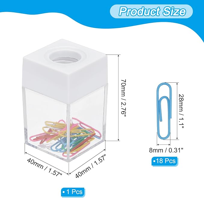 PATIKIL Magnetic Paper Clip Holder Dispenser, Large Capacity Paper Clip Organizers with Magnetic Top for Desk Supplies, Office, Classroom, Home, White