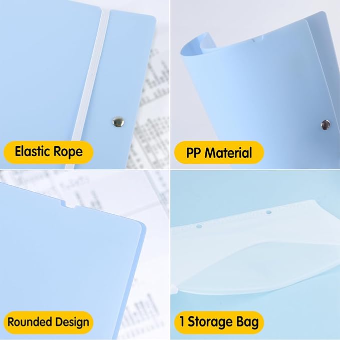 Portable Expanding File Folders, Folio Document Organizer for Letter Paper,Bill,Receipt, Detachable and Foldable File Holder 40-Page Paper Organizer with 50 Pockets(30pcs A4,20pcs A5).Blue