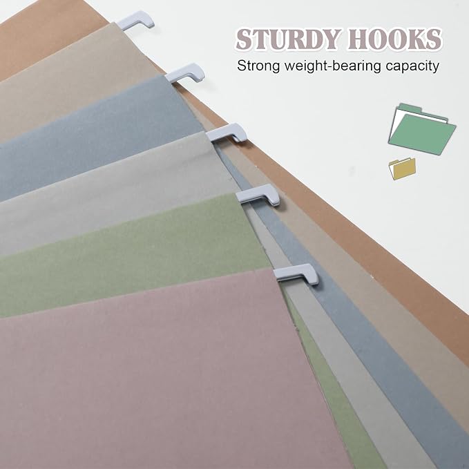 12 Pack Decorative Hanging File Folders, Letter Size with Tab, 6 Color Assorted for Filing Cabinet Office Supplies(Classic Color)