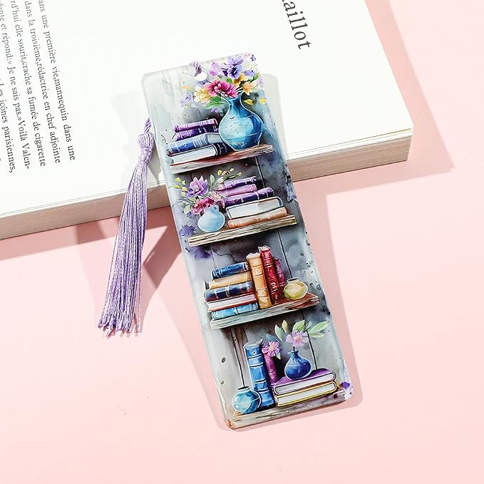 Colorful Art Flower Bookshelf Bookmark - Romantic Artsy Vibe Bookmarks, Perfect Reading Gift for Book Lovers, Bookworms and Friends (2pcs/Set A)