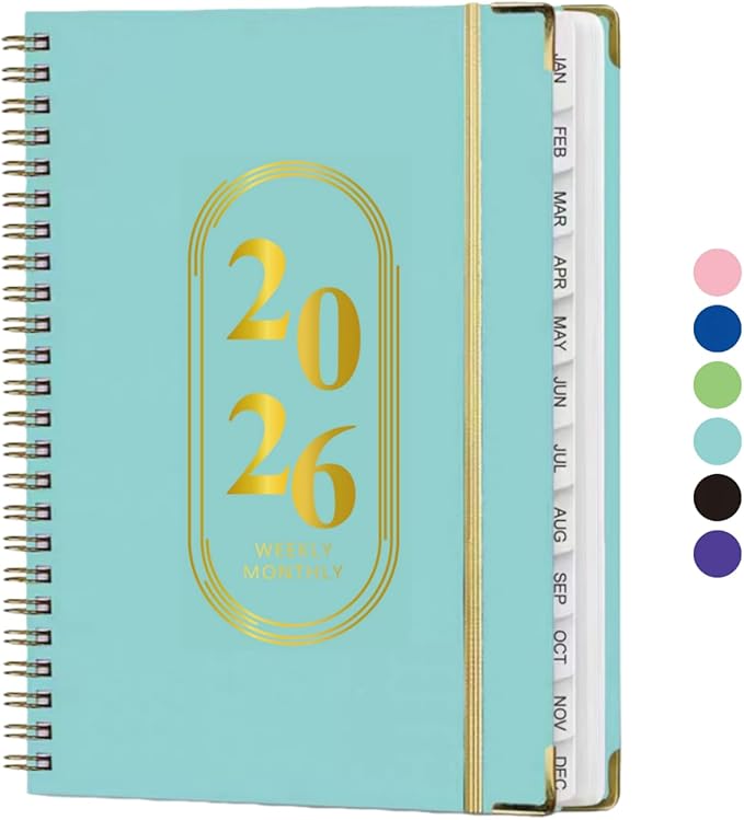 2026 Planner for Women Men,Weekly and Monthly Agenda Calendar Planner,Jan 2026 to Dec 2026,Small A5 Size (6.3" x 8.5"),Hard Cover Teacher Student Daily Planning Book with Tabs,for Office HomeSchool,Lake Blue