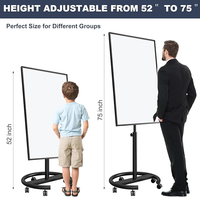 TANKEE Mobile Whiteboard Dry Erase - 40 x 26 Inches Portable Magnetic White Board Easel Flip Chart Stand with 25 Sheets Paper Pad