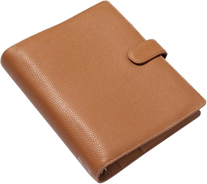 Filofax Norfolk Organizer, A5 Size, Almond - Soft, Full-Grain Leather, Six Rings, Week-to-View Calendar Diary, Multilingual, 2025 (C022634-25)
