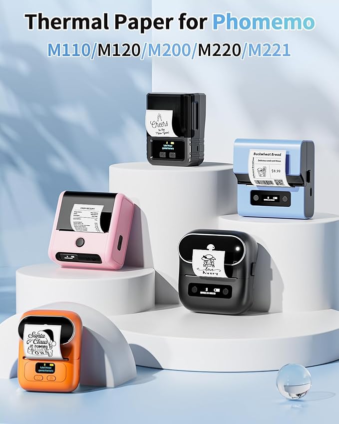 M110 Labels Compatible with Phomemo M110/M120/M200/M220/M221 Label Maker Printer, Black on White, 1.57"x 2.36"(40x60mm), Multi-Purpose Self-Adhesive Thermal Labels