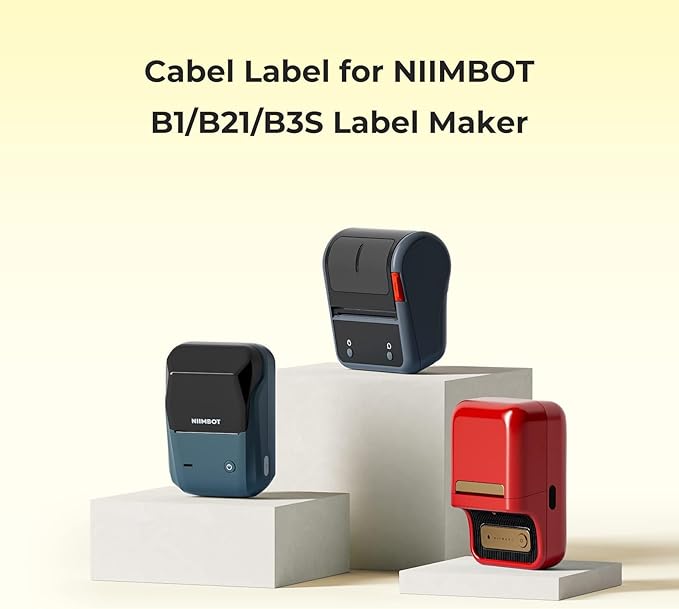NIIMBOT Cable Label for B1/B21/B3S/K3 Label Printer, Waterproof, Oil-Proof Cable Tags(1'' x 3''),1 Roll of 100 Thermal Sticker Labels (Yellow)