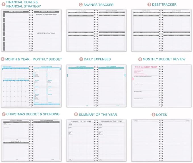 Budget Planner & Monthly Bill Organizer with Pockets. Expense Tracker Notebook, Budgeting Journal and Financial Planner Budget Book to Control Your Money, PP Cover, A5 – Blue Watercolor
