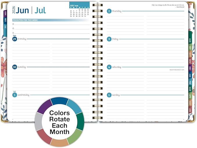 HARDCOVER Academic Year 2026-2027 Planner: 14 Months (May 2026 Through June 2027) 8.5"x 11" Daily Weekly Monthly Planner Yearly Agenda. Bookmark, Pocket Folder and Sticky Note Set (Colorful Botanicals)