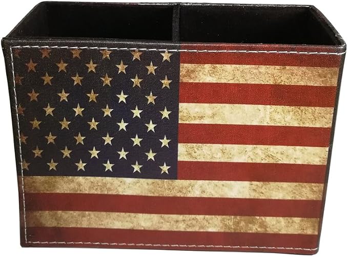 DreamsEden Pen Holder, Vintage American Flag Pencil Cup Desktop Pen Organizer for Desk Office Home Patriotic Decor