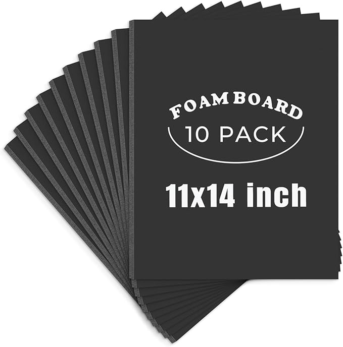AUEAR, 10 Pack 11x14 Black Foam Boards, Foam Core Poster Board for Display, Mounting, Print, Presentation and Projects, 3/16'' Thick