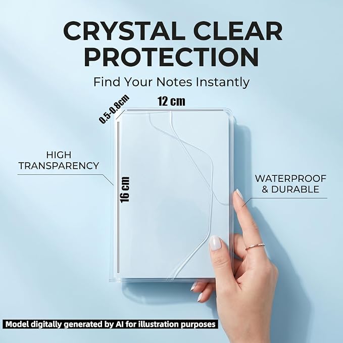4Pcs A6 Clear Cover, Transparent A6 Journal Cover for Notebooks Size 4.1 X 5.8 Inches, Plastic Clear Notebook Covers for Journal Weeks Planners Books
