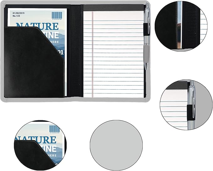 A5 Padfolio Business Portfolio Folder,Junior Size Document Folder Organizer, Padfolio with Interior Pocket and Pen Loop, 5 x 8 Writing Pad Included, Light Pink.