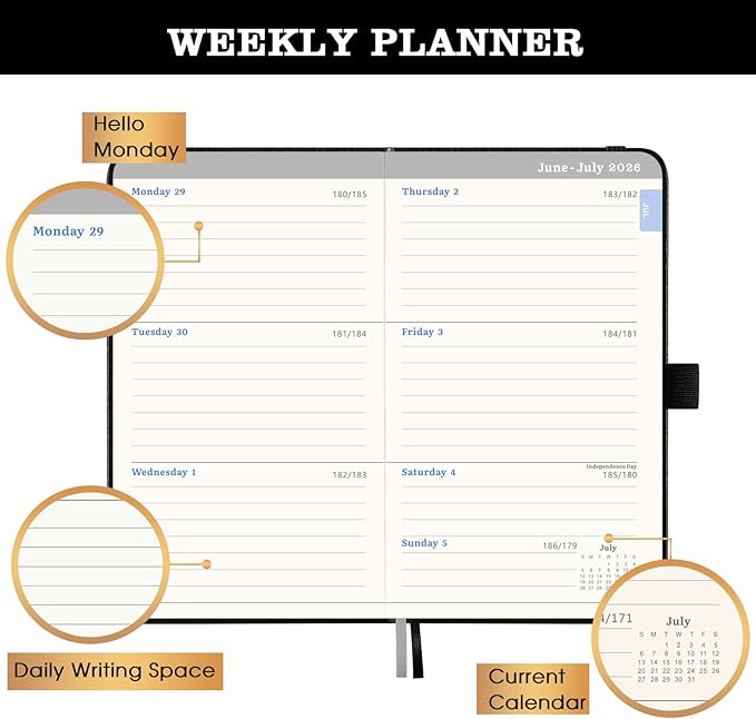 2026-2027 Pocket Planner/Calendar - Jul 2026 - Jun 2027, Academic Planner 2026-2027, Pocket Calendar for Purse, 6.3'' × 3.8'', Elastic Bound, Agenda Book