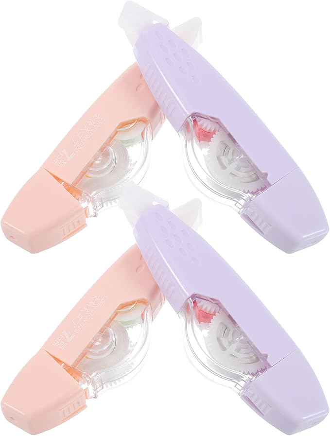 Hemoton 4pcs Refillable Correction Tape Pen-shaped, Portable Small White Adhesive Tape for Writing, Household and Office Use Stationery Supplies Random Color