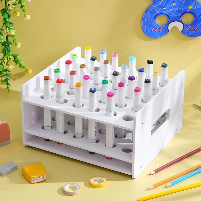Cabilock Scissors Storage Rack 10.62X9.84X5.90Inch Desktop Organizer for Kindergarten Classroom and Home Use Artist Scissors Holder with Test Tube Display Compact Scissor Caddy for School and Office