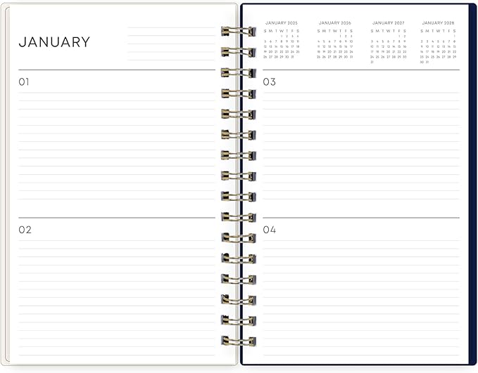Blue Sky Perpetual Planner, Undated Planning Calendar, Daily Layout, 5" x 8", Open Ended Dating, Flexible Cover, Durable Twin Wire Binding, For Office and School, Tana