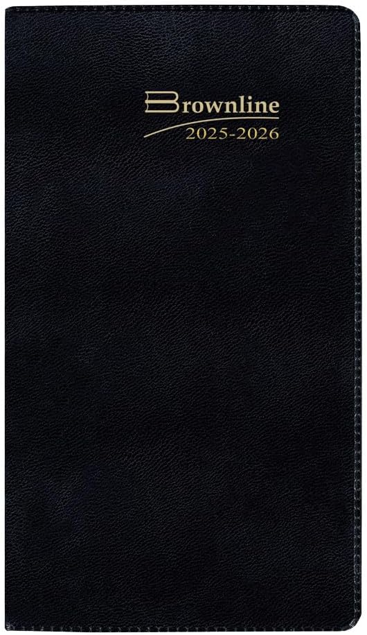 Brownline® 2026 Essential Monthly Two-Year Pocket Planner, January 2026 to December 2027, Stitched Binding, 6.5" x 3.5", Assorted Colors (CA24.AST-26)