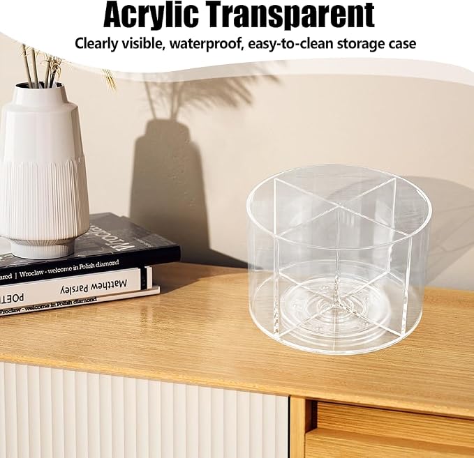Drinks Packet Organizer,Acrylic Clear 360°Rotating Storage 4 Compartments for Small-Packaged Beverages Office Supplies