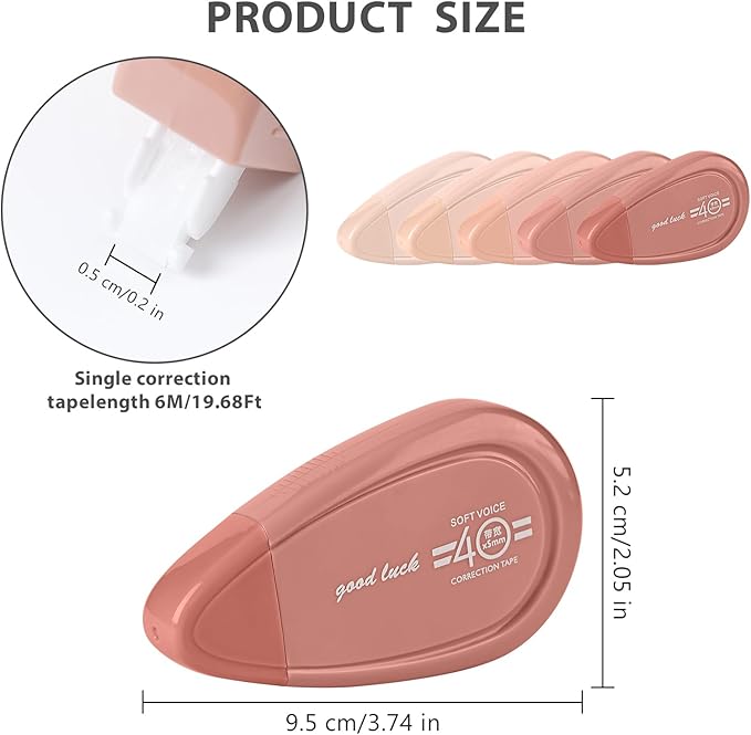 5pcs White Correction Out Tape, 32.81 Feet Cute Correction Tape for Instant Corrections, Easy to Use Applicator for Office and School Supplies (Pink)