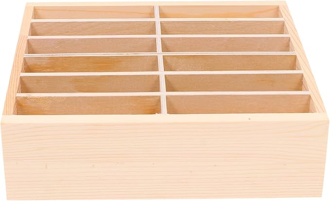 PartyKindom Wooden Cell Phone Holder, 12 Grid Mobile Phone and Calculator Management Desktop Organizer Storage Box for Classroom, Office, Meeting Room, Rack Display