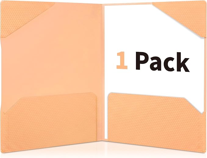 Sooez 1 Pack Plastic Folder, 2-Pocket Folder with Writable Category Label and Non-Slip Tabs, Fits A4/Letter Size Paper, Heavy-Duty Folders with Pockets for School, Office, Home (Yellow)