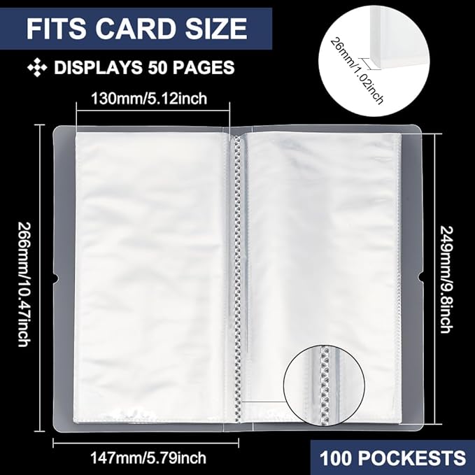 BENECREAT Clear Sticker Organizer Binder Storage Book for Sticker Storage Collecting Album with 50 Pack Double Sided for Planner Scrapbook, Journal Stickers Collection