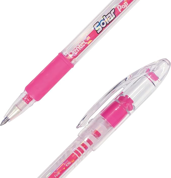 Pentel Solar Pop Neon Gel Pen, (0.6mm) Medium Line, Pink Ink - K96-P