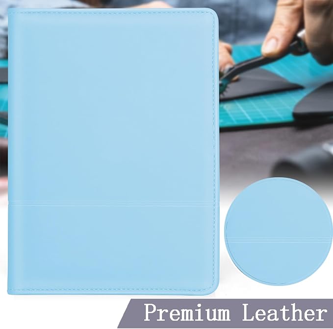 A5 Padfolio Business Portfolio Folder,Junior Size Document Folder Organizer, Padfolio with Interior Pocket and Pen Loop, 5 x 8 Writing Pad Included,Sky Blue