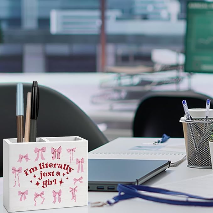 Pink Girly Office Decor Preppy Coquette Room Decor for Girl Women Daughter Pink Pen Holder for Desk Girl Room Workplace Library desk decor Holder2830