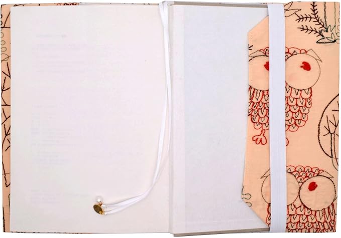 BLBMH 5.5x8.5 Fabric Bible Cover Non-Stretch | Built-in Bookmark | Handmade Washable Book Sleeve for Paperback Journal Privacy Reading Gift for Women - Owl