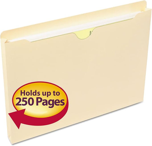 Smead File Jacket, Straight-Cut Tab, 1" Expansion, Letter Size, Manila, 50 per Box (75439)