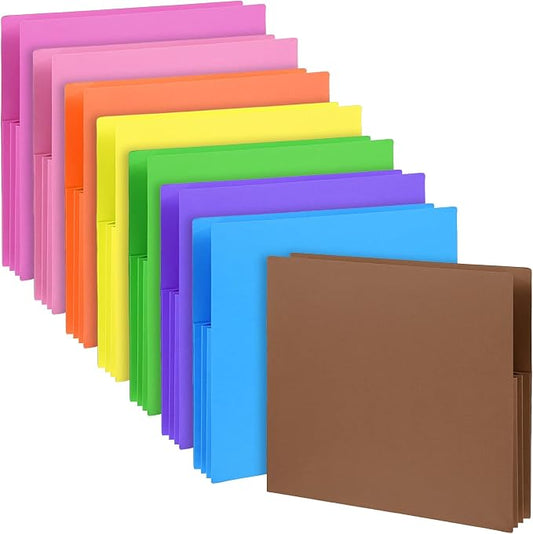 8 Pcs Expanding File Pockets, Letter Size, Accordion File Folders, 4.7 Inch Expandable Pockets, Assorted Colors