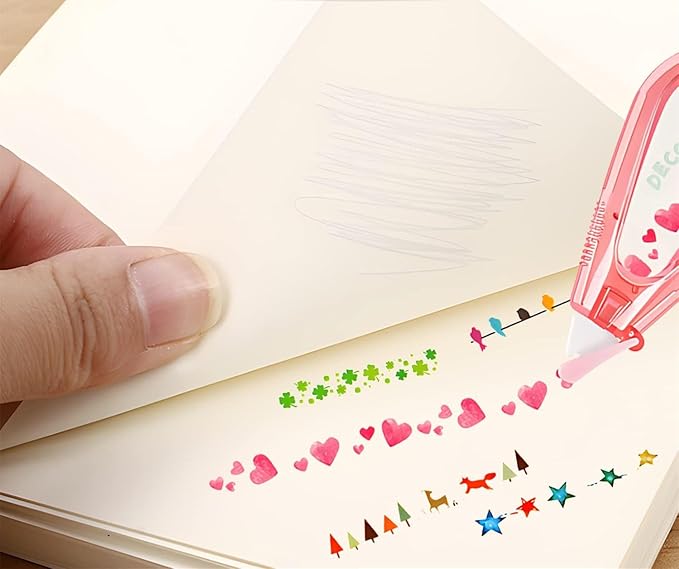 6Pcs Decorative Correction Tape, DIY Cartoon Pattern Decorative Tape, Decorative Curve Highlighter for Scrapbooking Greeting Card Letter Diary Stationery School Supplies